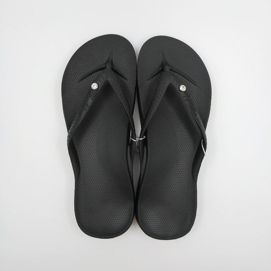 Archies Arch Support Flip Flops in Black Crystal